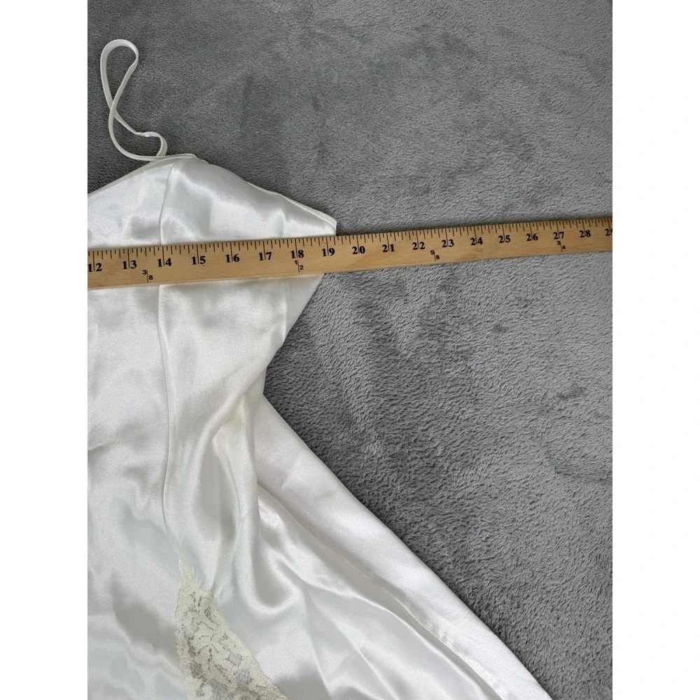 Vintage 90s Victoria's Secret Gold Label Satin Lace Slip Dress Size Large White - Picture 7 of 9